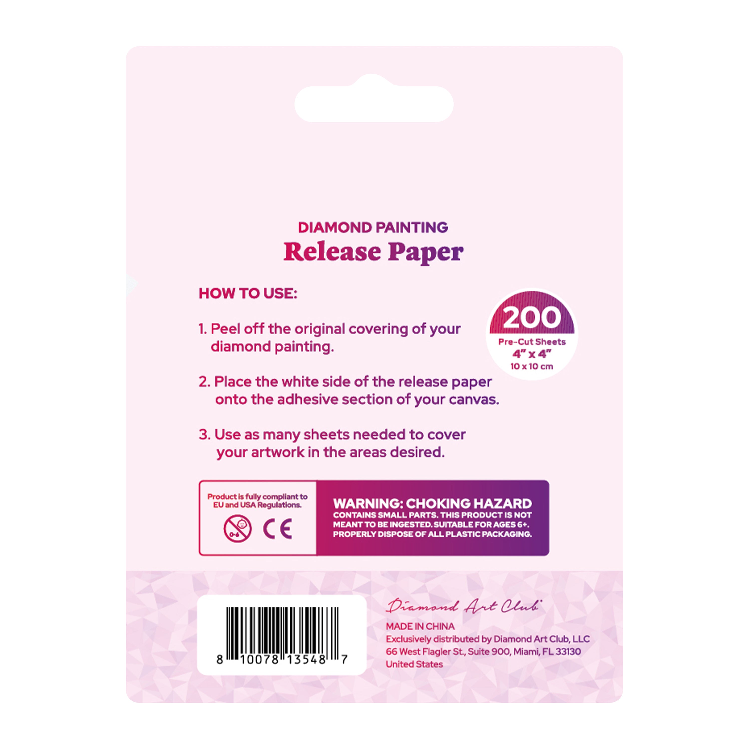 200 Sheets Double-Sided Diamond Painting Release Paper Squares O2